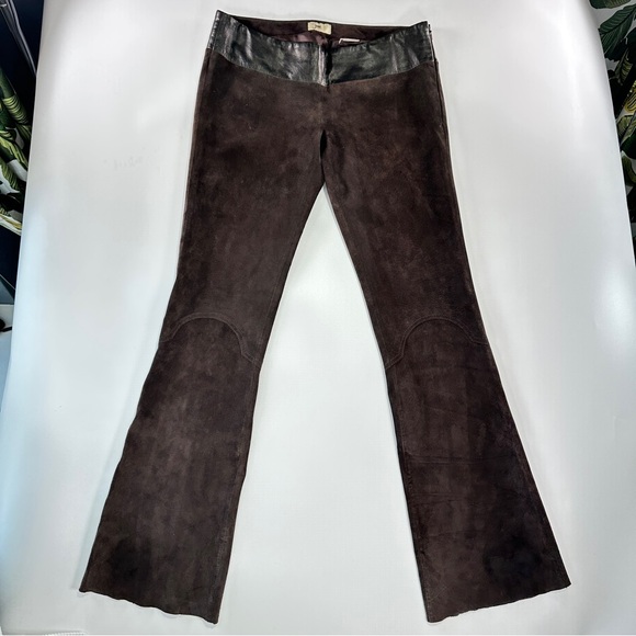 June Y2K Suede Leather Pants Brown Mixed Media Size 28 - Picture 2 of 14